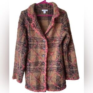 Dressbarn Multicolor Tweed Wool Knit Jacket